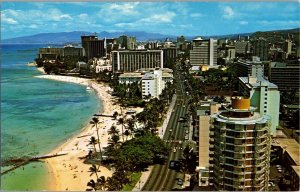 Aerial View Kalakaua Avenue, Waikiki Beach HI Vintage Postcard H48 