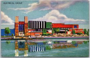 VINTAGE POSTCARD THE ELECTRICAL GROUP EXHIBIT AT CHICAGO INTERNATIONAL EXPO 1933