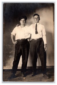 RPPC Studio View Handsome Young Men One Named Billy Veach UNP DB Postcard S18