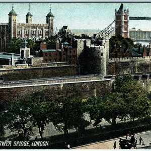 c1908 London Tower Bridge Litho Photo Postcard Downtown Birds Eye Unposted A35