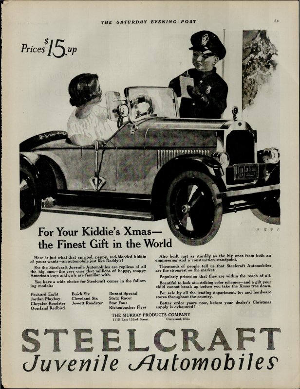 1924 Steel Craft Juvenile Automobiles $15.00 Up Vintage Print Ad 3942