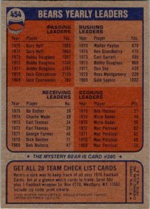 1976 Topps Football Card Chicago Bears Checklist sk4201