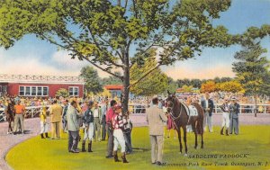 Saddling Paddock Monmouth Park Race Track, Oceanport, NJ Horse Jockeys Postcard