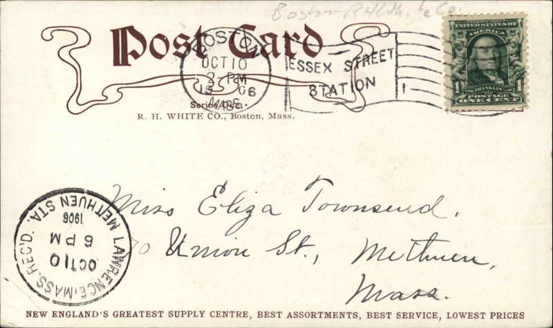 Boston MA RH White Department Store Upholstery c1905 Postcard