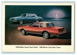 1982 Malibu Classic Sport Sedan & Carlo Sport Coupe Jackshaw Chevrolet Postcard 