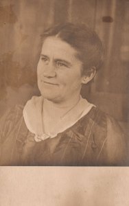 Vintage Postcard 1910's Portrait of a Beautiful Woman Smiling Face RPPC Photo