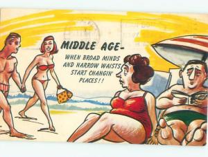 Pre-1980 Risque Comic OLDER WOMAN NOTICES SEXY BIKINI GIRL AB7000