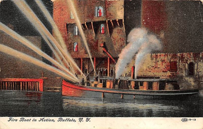 Fire Boat in Action Buffalo, New York USA Fire Boat 1908 