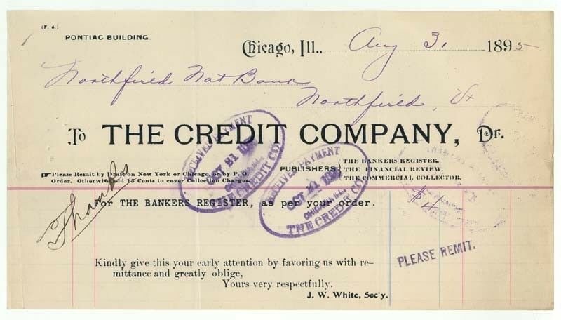 1895 Billhead, THE CREDIT COMPANY, Chicago, Illinois 