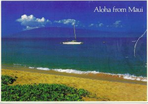 US Aloha from Maui, Hawaii.  Kaanapali Beach.  used, mailed 1989.
