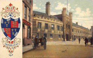 Christ's College Cambridge University Coat of Arms England UK 1910c postcard