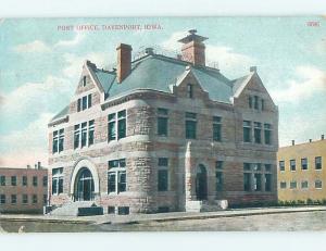 Divided Back POST OFFICE SCENE Davenport Iowa IA hs1831