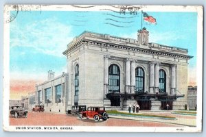 Wichita Kansas KS Postcard Union Station Building Exterior Cars 1929 Antique