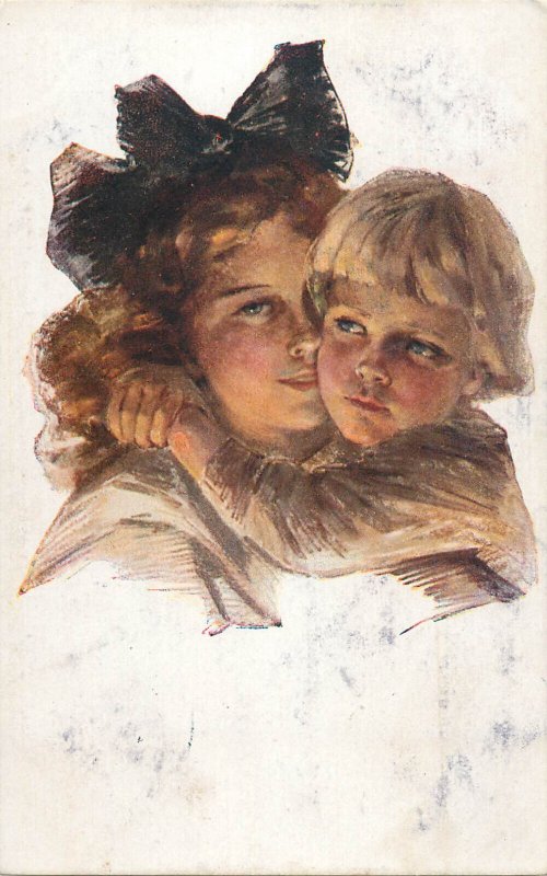 Brother and sister by Boileau 1918 postcard