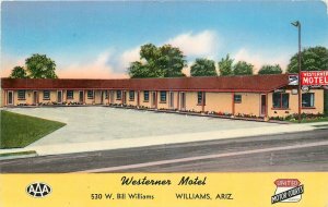 1950s Williams Arizona Route 66 Westerner Motel occupation Postcard 25-11710