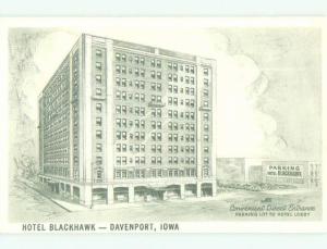 Unused 1960's BLACK HAWK HOTEL Davenport Iowa IA HQ0308