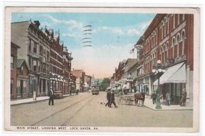 Main Street West Lock Haven Pennsylvania 1925 postcard