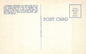 CHEYENNE, Wyoming WY    AERIAL VIEW CITY & STADIUM   ca1940's Vintage Postcard