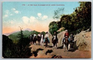 Trail Riders on Horseback  Summit of Mt. Lowe  California   Postcard