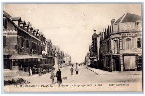 Merlimont-Plage France Postcard Avenue De La Plage Pours The Sea 1927 Posted