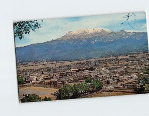 Postcard Amecameca and at the back the Iztaccihuatl volcano, Amecameca, Mexico