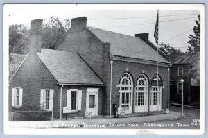 RPPC GREENEVILLE TENNESSEE ANDREW JOHNSON'S TAILOR SHOP*CLINE PHOTO POSTCARD