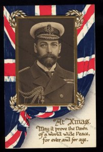 ROY622 - King George V - At Xmas, pray for World Wide Peace - embossed Postcard