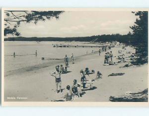 old rppc BEACH SCENE Motala - Ostergotland County Sweden HM1907