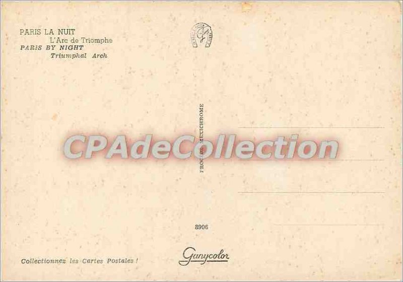 Modern Postcard Paris at night Arc de Triomphe