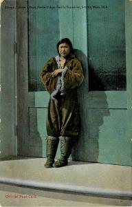 1909 AYP Exposition Postcard 5196; Woman Atunga in Fur Suit, Eskimo Village