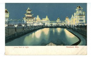 OH - Cleveland. Luna Park Amusements at Night ca 1908
