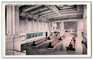 Pawtucket Rhode Island RI Postcard Interior Of Station Central Falls Scene c1920