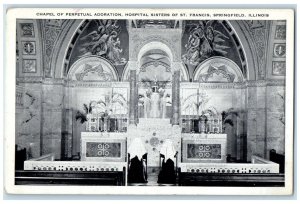 1946 Chapel Of Perpetual Adoration Interior View Springfield IL Antique Postcard