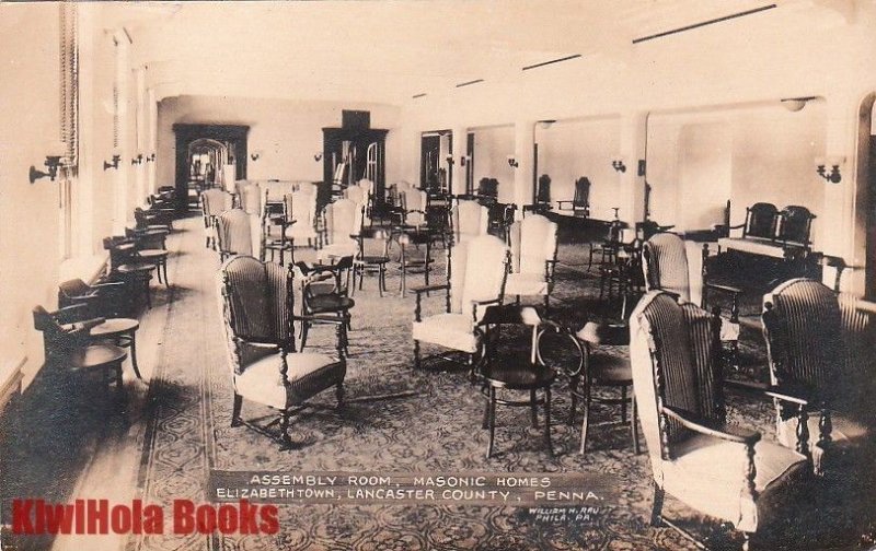 Postcard RPPC Assembly Room Masonic Homes Elizabethtown PA