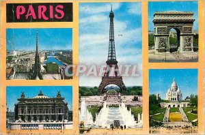 Modern Postcard Paris Seine skyline view of Notre Dame Opera Eiffel Tower The...