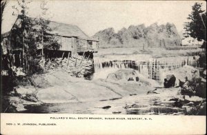 Newport New Hampshire NH Pollard's Mill Waterfall c1910 Vintage Postcard