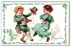 c1910's St. Patrick's Day Memorie Dear Children Dancing Nash Antique Postcard 