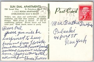 Vtg St Petersburg Florida FL Sun Dial Apartments Poolside 1950s View Postcard