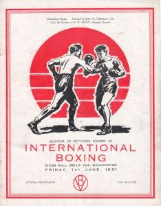 Ronnie Clayton Guido Ferracin Tony Lombard Old Manchester 1951 Boxing Programme