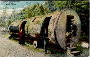 Detroit Michigan Spruce Log at Palmer Park 1910 Postcard Y12