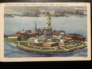 Vintage Postcard 1944 Statue of Liberty Bedloe's Island NY Harbor New York City