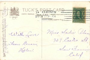 Embossed Tuck Easter Postcard 1051 Fantasy Fairy Child Plays Harp For the Birds