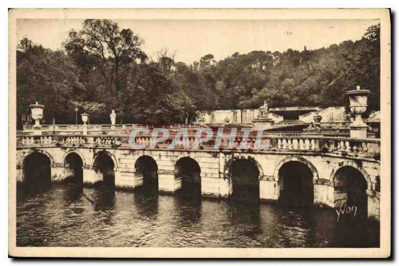 Postcard Old La Douce Grance Nimes Gard Fountain Gardens Roman Baths