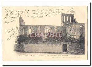 Doue la Fontaine Old Postcard collegial Ruins of Saint Denis (12th)