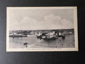 Mint RPPC Postcard Fort St Angelo and Naval Hospital Grand Harbour Malta