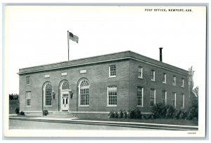 c1920's Post Office Building US Flag Stairways Newport Arkansas Vintage Postcard