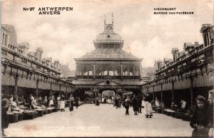 Belgium Antwerp Vismarkt Anvers Antwerpen Vintage Postcard C010