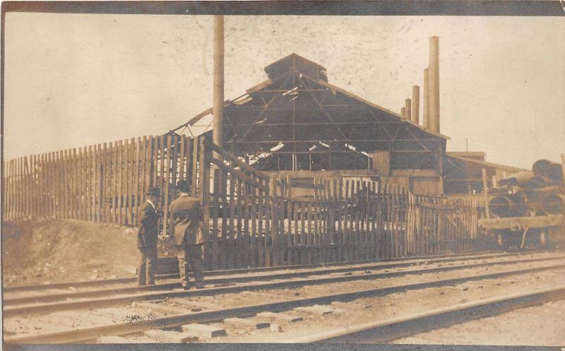 B40/ Brewster Ohio Postcard Real Photo RPPC c1910 Railroad Shops? Tracks