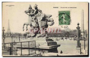 Old Postcard Paris Place de la Concorde Eiffel Tower