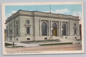 State View~Government Building US Post Office Decatur Illinois~Vintage Postcard